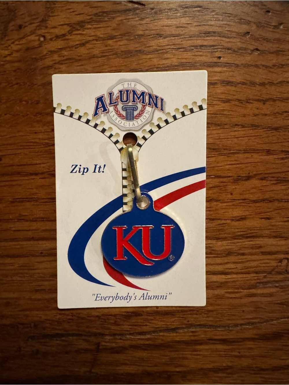 KU Alumni Red & Blue Zipper Pull